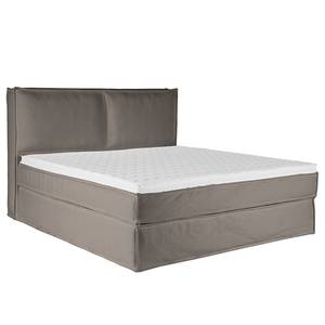 Lit boxspring Kinx Tissu structure recyclé Gesa: Gris - 160 x 200cm - D3 medium - 130 cm