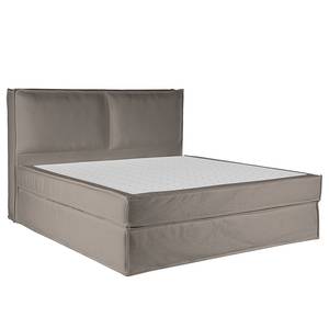 Lit boxspring Kinx Tissu structure recyclé Gesa: Gris - 160 x 200cm - D3 medium - 130 cm