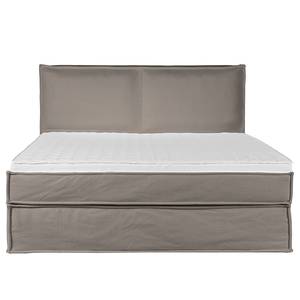 Premium Boxspringbett KINX Recycelter Strukturstoff Gesa: Grau - 160 x 200cm - H3 - 130 cm