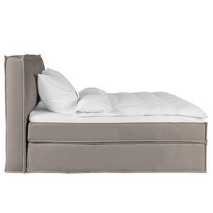 Premium Boxspringbett KINX Recycelter Strukturstoff Gesa: Grau - 160 x 200cm - H3 - 130 cm