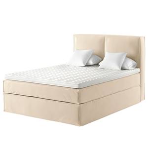 Premium Boxspringbett KINX Samt Vaia: Creme - 140 x 200cm - H2 - 130 cm