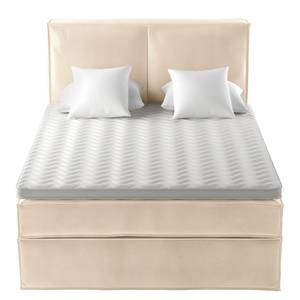 Premium Boxspringbett KINX Samt Vaia: Creme - 140 x 200cm - H2 - 130 cm