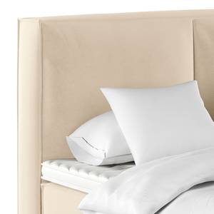 Premium Boxspringbett KINX Samt Vaia: Creme - 140 x 200cm - H2 - 130 cm