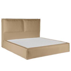 Lit boxspring Kinx Tissu structure recyclé Gesa: Beige - 140 x 200cm - D3 medium - 130 cm