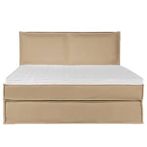 Lit boxspring Kinx Tissu structure recyclé Gesa: Beige - 160 x 200cm - D3 medium - 130 cm