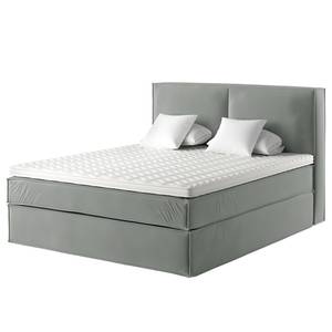 Premium Boxspringbett KINX Samt Vaia: Grau - 180 x 200cm - H2 - 130 cm