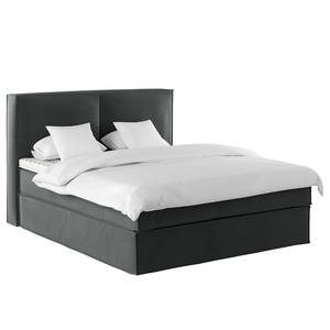 Premium Boxspringbett KINX Samt Vaia: Dunkelgrau - 180 x 200cm - H2 - 130 cm