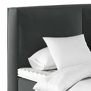 Premium Boxspringbett KINX Samt Vaia: Dunkelgrau - 180 x 200cm - H2 - 130 cm