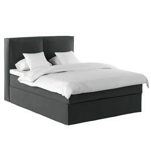 Premium Boxspringbett KINX Samt Vaia: Dunkelgrau - 160 x 200cm - H2 - 130 cm