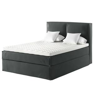 Lit boxspring Kinx Velours Vaia: Gris foncé - 160 x 200cm - D2 souple - 130 cm