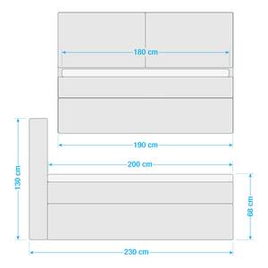 Premium Boxspringbett KINX Microfaser Kiani: Grau - 180 x 200cm - H2 - 130 cm
