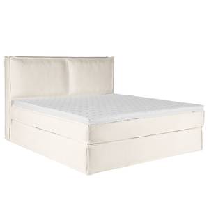 Lit boxspring Kinx Tissu structuré recyclé Gesa: Blanc - 200 x 200cm - D2 souple - 130 cm