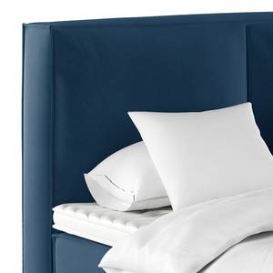 Premium Boxspringbett KINX Samt Vaia: Dunkelblau - 180 x 200cm - H2 - 130 cm