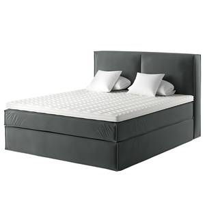 Premium boxspring KINX Velours Vaia: Donkergrijs - 200 x 200cm - H2 zacht - 130cm