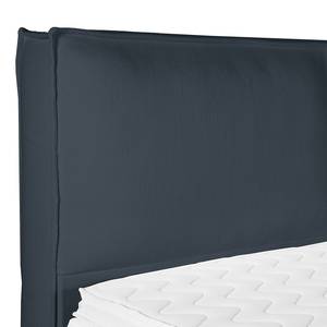 Premium Boxspringbett KINX Recycelter Strukturstoff Gesa: Dunkelblau - 140 x 200cm - H2 - 130 cm