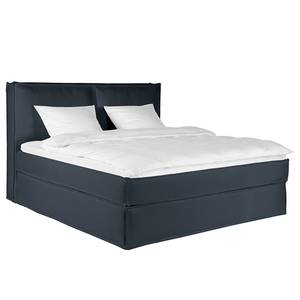 Premium Boxspringbett KINX Recycelter Strukturstoff Gesa: Dunkelblau - 140 x 200cm - H2 - 130 cm