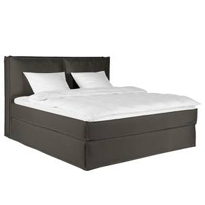 Lit boxspring Kinx Tissu structure recyclé Gesa: Anthracite - 200 x 200cm - D2 souple - 130 cm