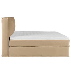 Premium boxspring KINX Gerecycleerde structuurstof Gesa: Beige - 160 x 200cm - H2 zacht - 130cm