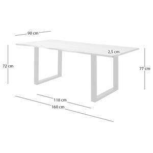 Table en bois massif KAPRA Acacia brun - 160 x 90 cm - Blanc - Forme en U - Épaisseur plateau : 2.5 cm