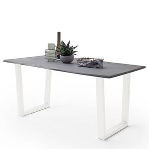 Table en bois massif KAPRA Acacia Gris - 160 x 90 cm - Blanc - Trapézoïdal - Épaisseur plateau : 2.5 cm