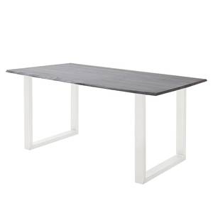 Table en bois massif KAPRA Acacia Gris - 160 x 90 cm - Blanc - Forme en U - Épaisseur plateau : 2.5 cm