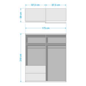 Armoire à portes coulissantes Sevilla I Gris - Largeur : 175 cm - Argenté