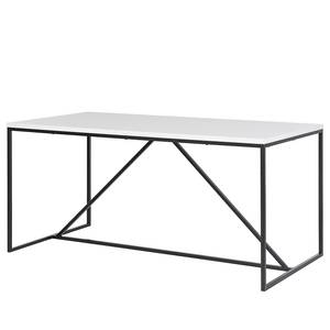 Table Zaddy rectangulaire Blanc mat / Noir - Largeur : 160 cm