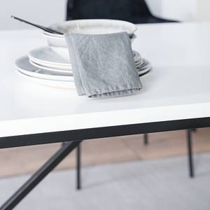 Table Zaddy rectangulaire Blanc mat / Noir - Largeur : 160 cm