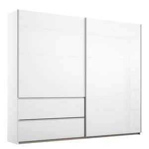 Armoire à portes coulissantes Sevilla II Blanc alpin / Blanc brillant - Largeur : 218 cm - Argenté