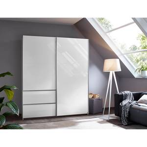 Armoire à portes coulissantes Sevilla II Blanc alpin / Blanc brillant - Largeur : 175 cm - Argenté