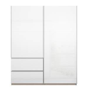 Armoire à portes coulissantes Sevilla II Blanc alpin / Blanc brillant - Largeur : 175 cm - Argenté