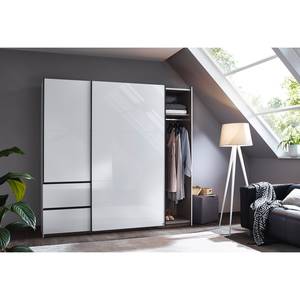 Armoire à portes coulissantes Sevilla II Blanc alpin / Blanc brillant - Largeur : 218 cm - Gris