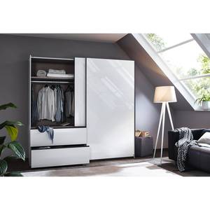 Armoire à portes coulissantes Sevilla II Blanc alpin / Blanc brillant - Largeur : 218 cm - Gris