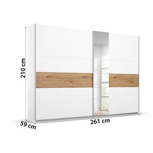Schwebetürenschrank Korbach Eiche Artisan Dekor / Weiß - Breite: 261 cm - Premium