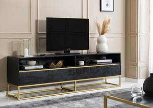 Tv-meubel Nooble massief mangohout/metaal - zwart mangohout/goudkleurig