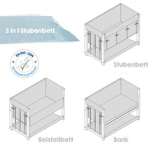 Stubenbett 3 in 1 Sternenzauber Grau - Holzwerkstoff - Textil - 50 x 72 x 95 cm