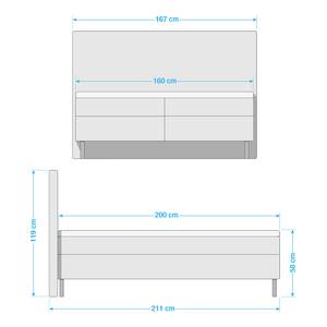 Boxspringbett Paule Hellgrau - 160 x 200cm