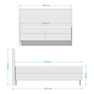 Boxspringbett Paule Hellgrau - 160 x 210cm