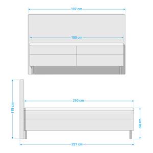 Lit boxspring Paule Gris - 180 x 210cm