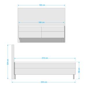 Boxspring Langfort Zwart - 160 x 210cm