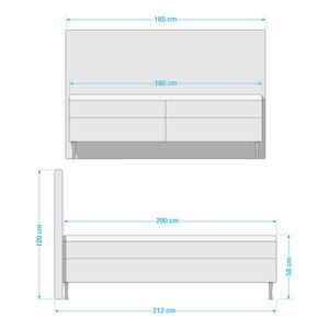 Lit boxspring Mellen Gris - 180 x 200cm