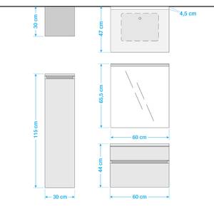 Badezimmerset Get II (3-teilig) Inklusive Beleuchtung - Matt Grau - Breite: 92 cm - Türanschlag links