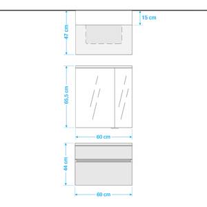 Badezimmerset Get IV (2-teilig) Inklusive Beleuchtung - Matt Grau - Breite: 62 cm