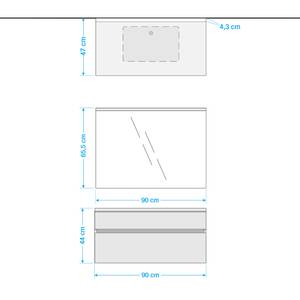 Badezimmerset Get I (2-teilig) Inklusive Beleuchtung - Eiche Dekor - Breite: 92 cm