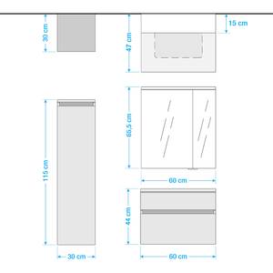 Badezimmerset Get V (3-teilig) Inklusive Beleuchtung - Matt Grau - Breite: 92 cm - Türanschlag links