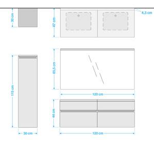 Badezimmerset Get VIII (3-teilig) Inklusive Beleuchtung - Eiche Dekor - Türanschlag rechts