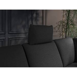 Canapé d’angle Nando Tissage à plat - Noir - Méridienne courte à droite (vue de face) - Sans fonction