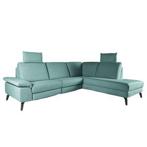 Ecksofa Nando Flachgewebe - Hellblau - Longchair davorstehend rechts - Keine Funktion