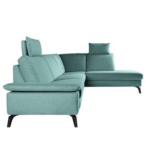 Ecksofa Nando Flachgewebe - Hellblau - Longchair davorstehend rechts - Keine Funktion