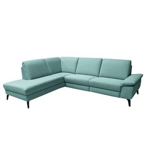 Ecksofa Nando Flachgewebe - Hellblau - Longchair davorstehend links - Keine Funktion